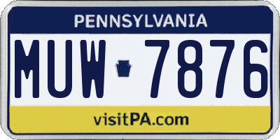 PA license plate MUW7876