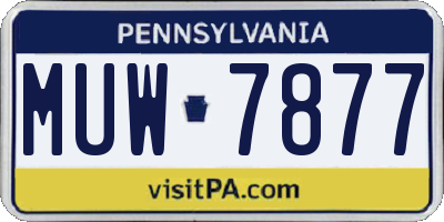 PA license plate MUW7877