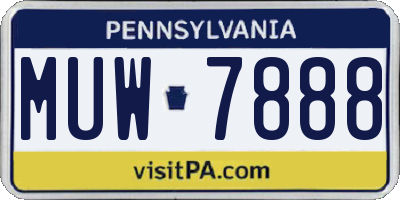 PA license plate MUW7888