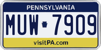 PA license plate MUW7909