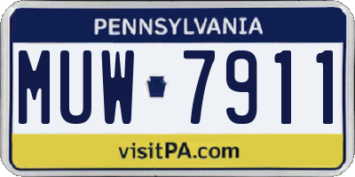 PA license plate MUW7911