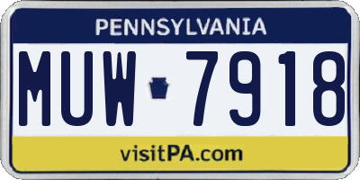 PA license plate MUW7918