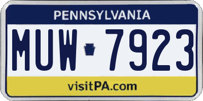 PA license plate MUW7923