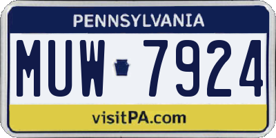 PA license plate MUW7924