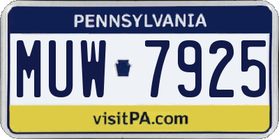 PA license plate MUW7925