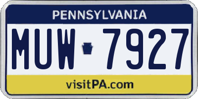 PA license plate MUW7927