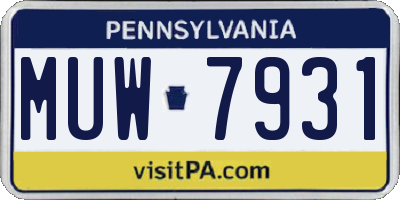 PA license plate MUW7931