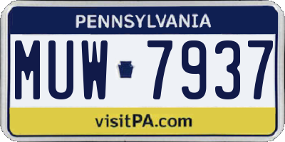 PA license plate MUW7937