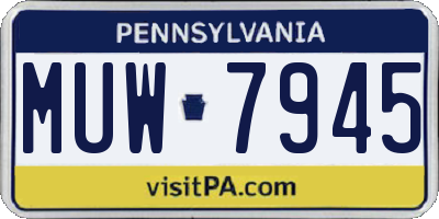 PA license plate MUW7945
