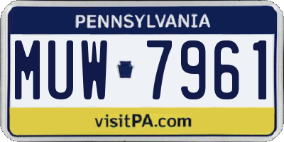 PA license plate MUW7961