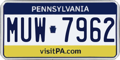 PA license plate MUW7962