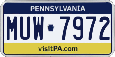 PA license plate MUW7972