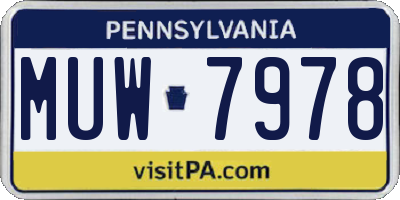 PA license plate MUW7978