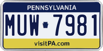 PA license plate MUW7981