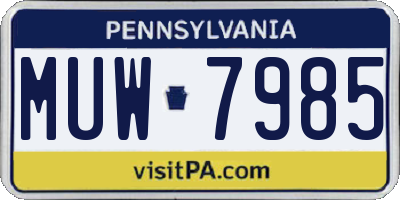PA license plate MUW7985