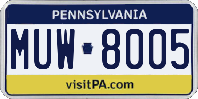 PA license plate MUW8005