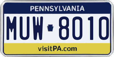 PA license plate MUW8010