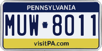 PA license plate MUW8011