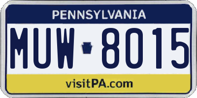 PA license plate MUW8015