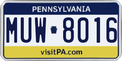 PA license plate MUW8016