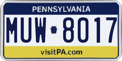 PA license plate MUW8017