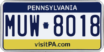PA license plate MUW8018