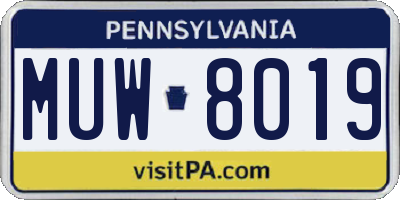 PA license plate MUW8019