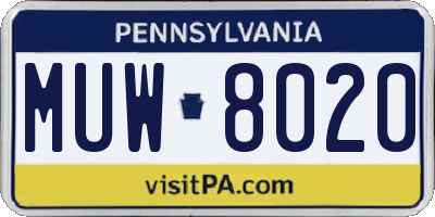 PA license plate MUW8020