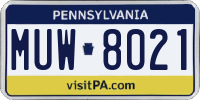PA license plate MUW8021
