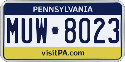 PA license plate MUW8023