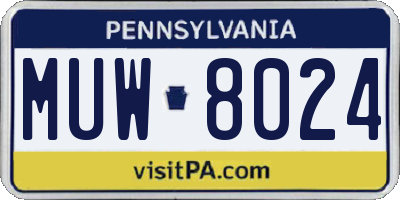 PA license plate MUW8024