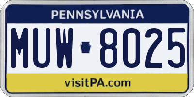 PA license plate MUW8025