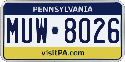 PA license plate MUW8026