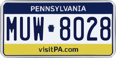 PA license plate MUW8028