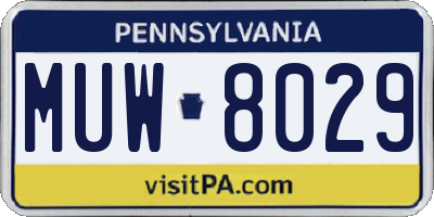 PA license plate MUW8029