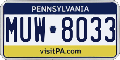 PA license plate MUW8033