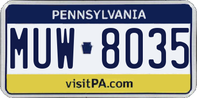 PA license plate MUW8035