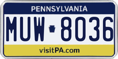 PA license plate MUW8036