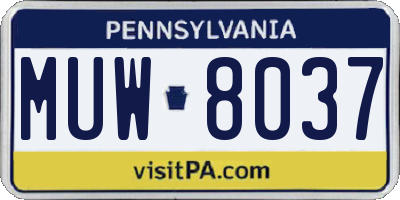 PA license plate MUW8037