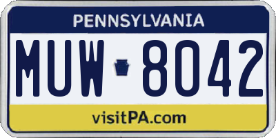 PA license plate MUW8042
