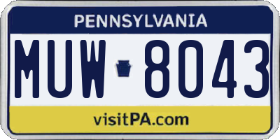 PA license plate MUW8043
