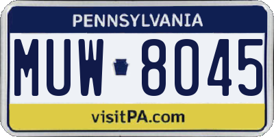PA license plate MUW8045