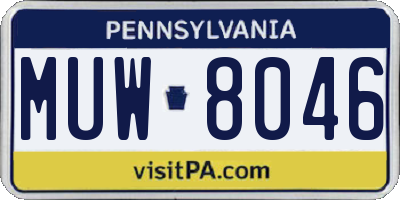 PA license plate MUW8046