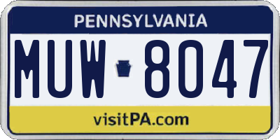 PA license plate MUW8047