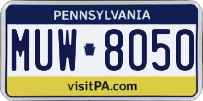 PA license plate MUW8050