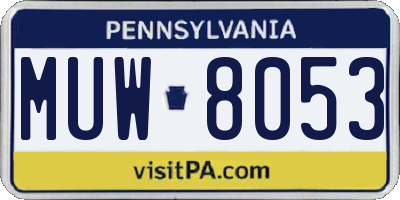 PA license plate MUW8053