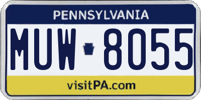 PA license plate MUW8055