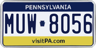 PA license plate MUW8056