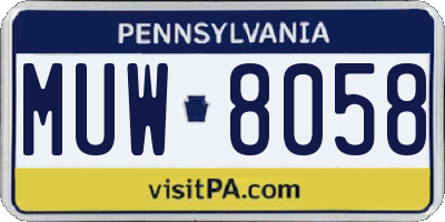 PA license plate MUW8058