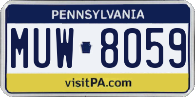 PA license plate MUW8059